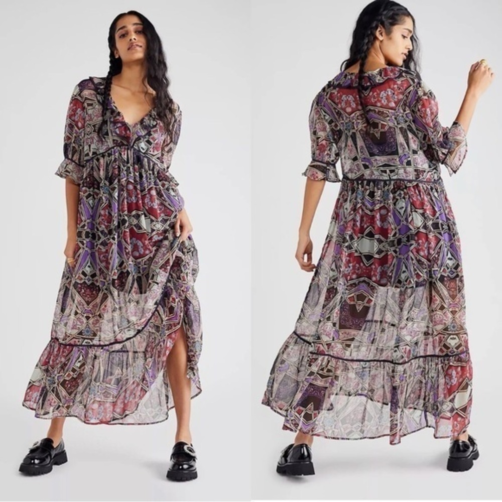 Free People Multicolor Bohemian Maxi Dress